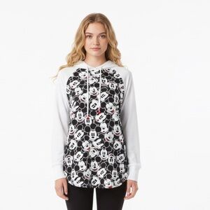 Disney Mickey Mouse Lightweight Hooded Sweatshirt Hoodie Black White Red Size XL